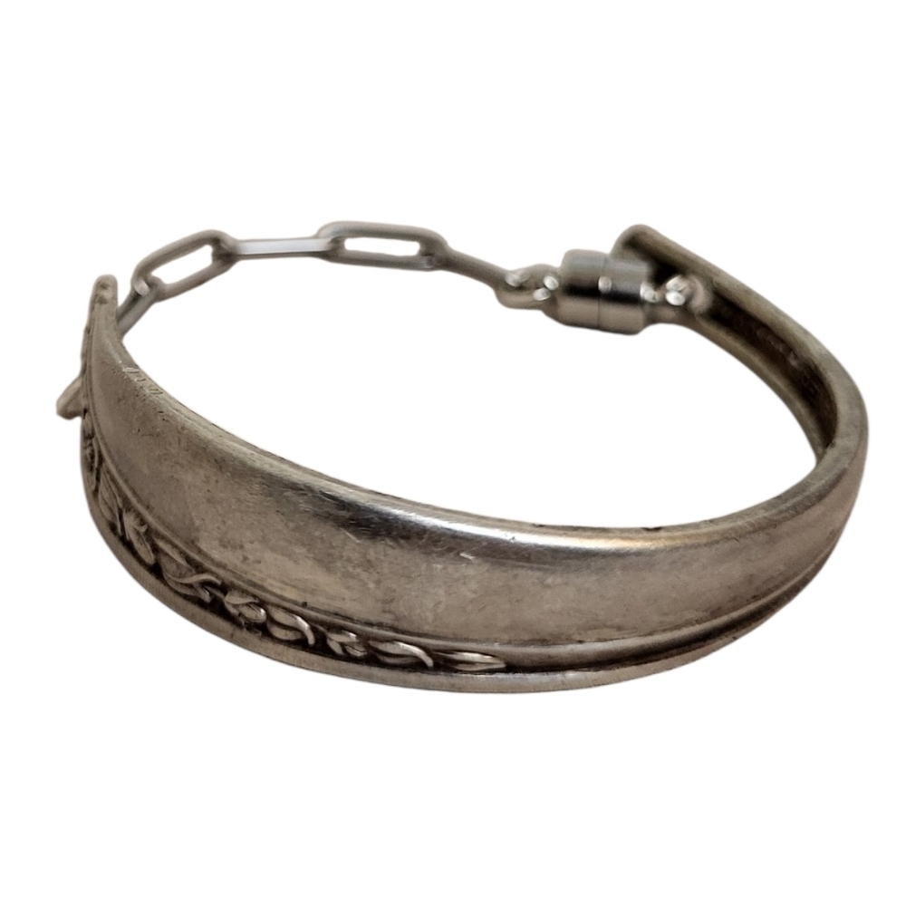 Vintage Rogers Spoon Bracelet Paper Clip Chain & Magnetic Clasp